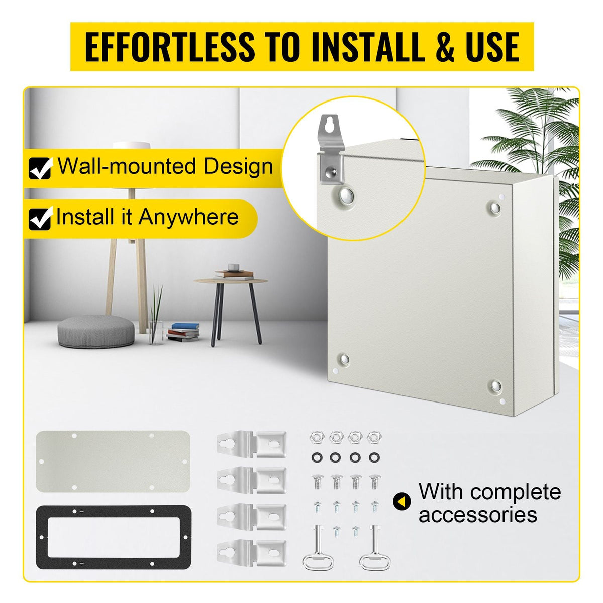 NEMA Steel Enclosure, 16 x 16 x 6\'\' NEMA 4X Steel Electrical Box, IP66 Waterproof & Dustproof, Outdoor/Indoor Electrical Junction Box, with Mounting Plate
