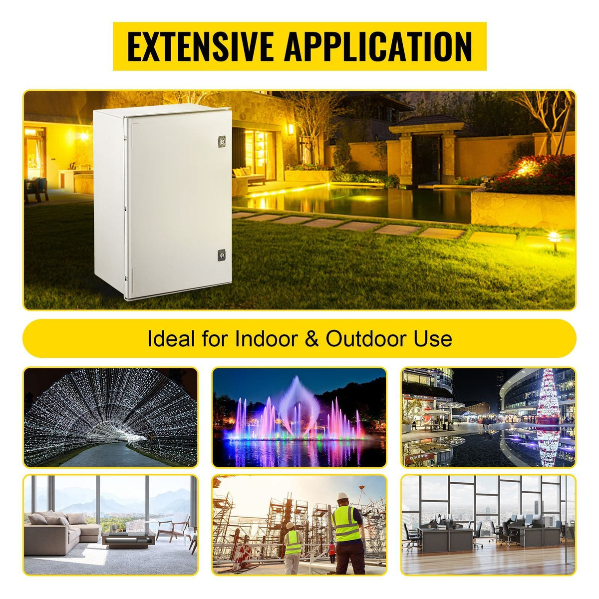 NEMA Steel Enclosure, 24 x 16 x 9\'\' NEMA 4X Fiberglass Electrical Box, IP66 Waterproof & Dustproof, Outdoor/Indoor Electrical Junction Box, with Mounting Plate(60 x 40 x 23 cm)