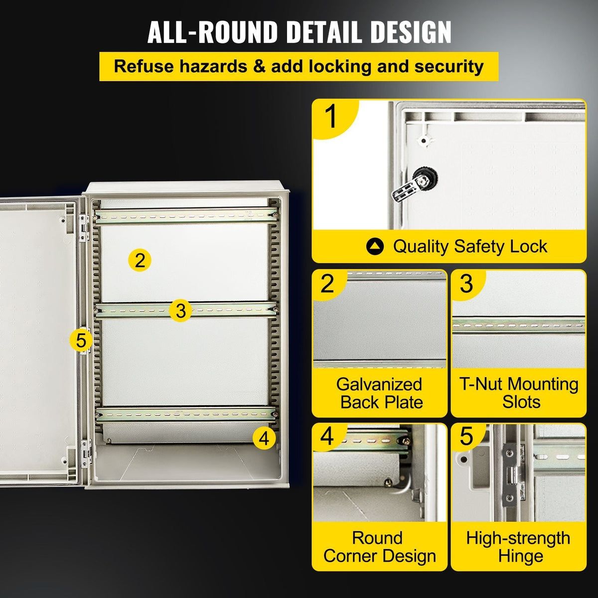 NEMA Steel Enclosure, 24 x 16 x 9\'\' NEMA 4X Fiberglass Electrical Box, IP66 Waterproof & Dustproof, Outdoor/Indoor Electrical Junction Box, with Mounting Plate(60 x 40 x 23 cm)