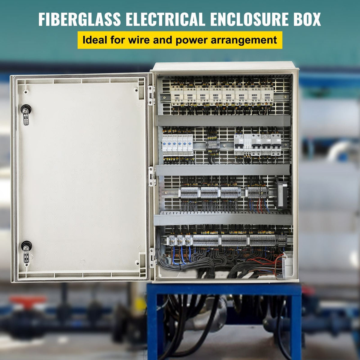 NEMA Steel Enclosure, 24 x 16 x 9\'\' NEMA 4X Fiberglass Electrical Box, IP66 Waterproof & Dustproof, Outdoor/Indoor Electrical Junction Box, with Mounting Plate(60 x 40 x 23 cm)