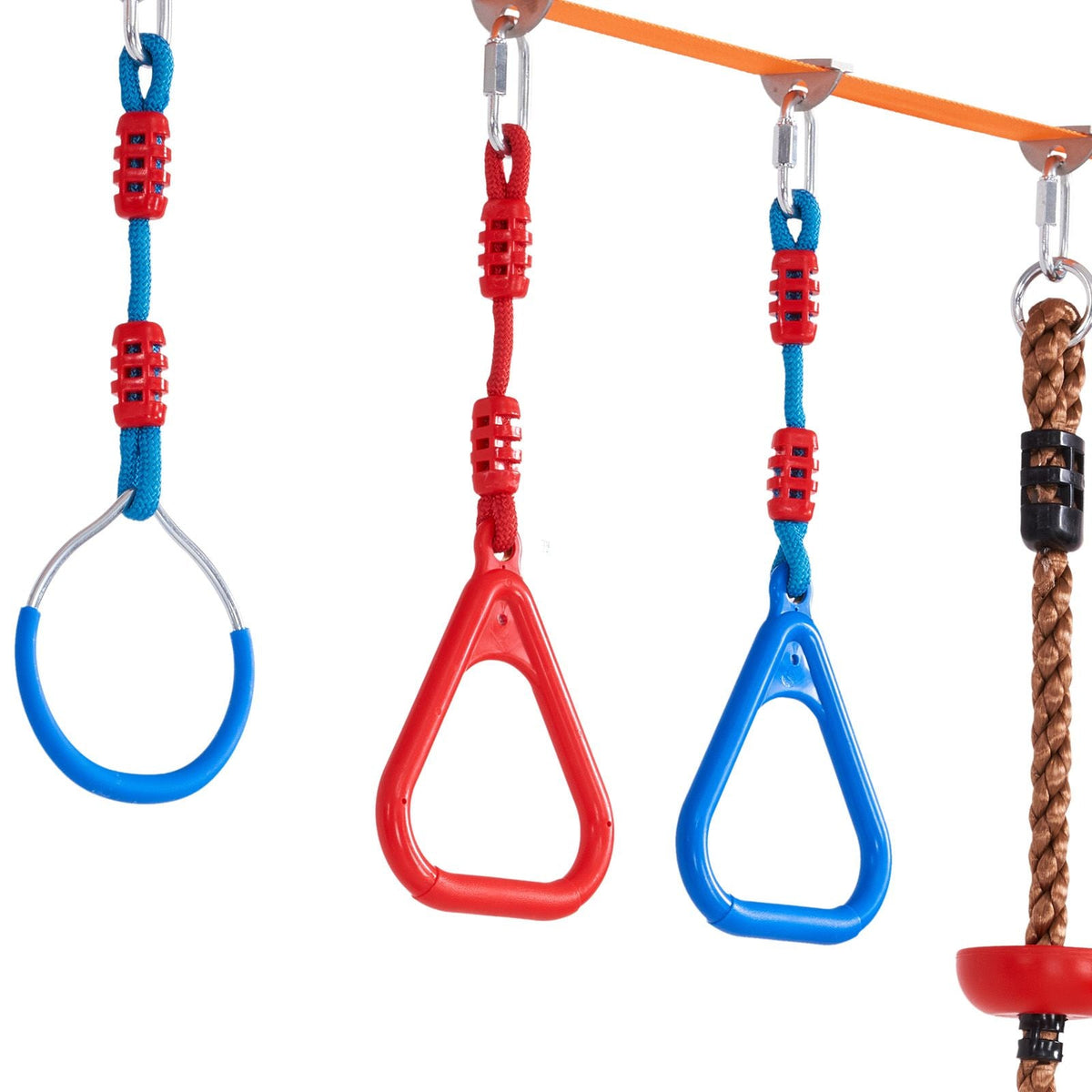 Ninja Warrior Obstacle Course for Kids, 2 x 60 ft Weatherproof Slacklines, 500lbs Weight Capacity Monkey Line, Outdoor Playset Equipment, Backyard Toys Training Equipment Set with 14 Obstacles