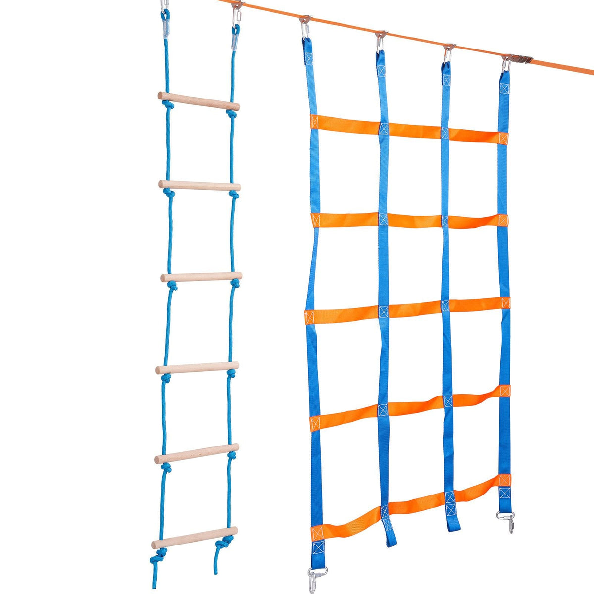 Ninja Warrior Obstacle Course for Kids, 2 x 60 ft Weatherproof Slacklines, 500lbs Weight Capacity Monkey Line, Outdoor Playset Equipment, Backyard Toys Training Equipment Set with 14 Obstacles