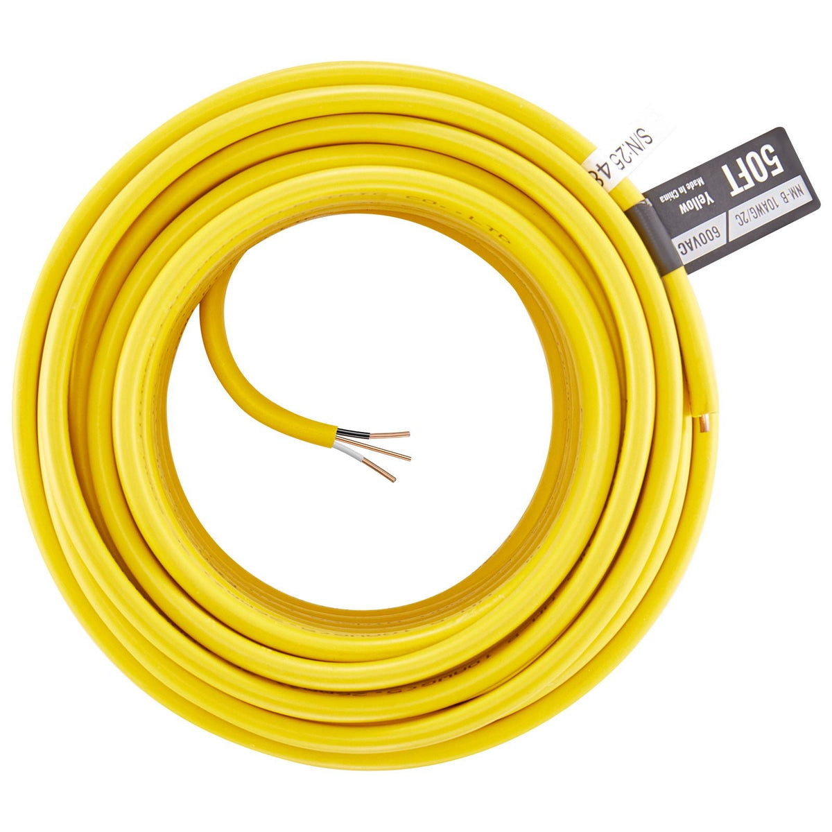 NM-B Wire, 10AWG/2C Non-Mettalic Residential Indoor Electrical Wire with Ground, PVC Sheathed High-Purity Copper Core Cable, for Outlets, Switches, Other Loads & Lighting Wiring Projects(50 ft)