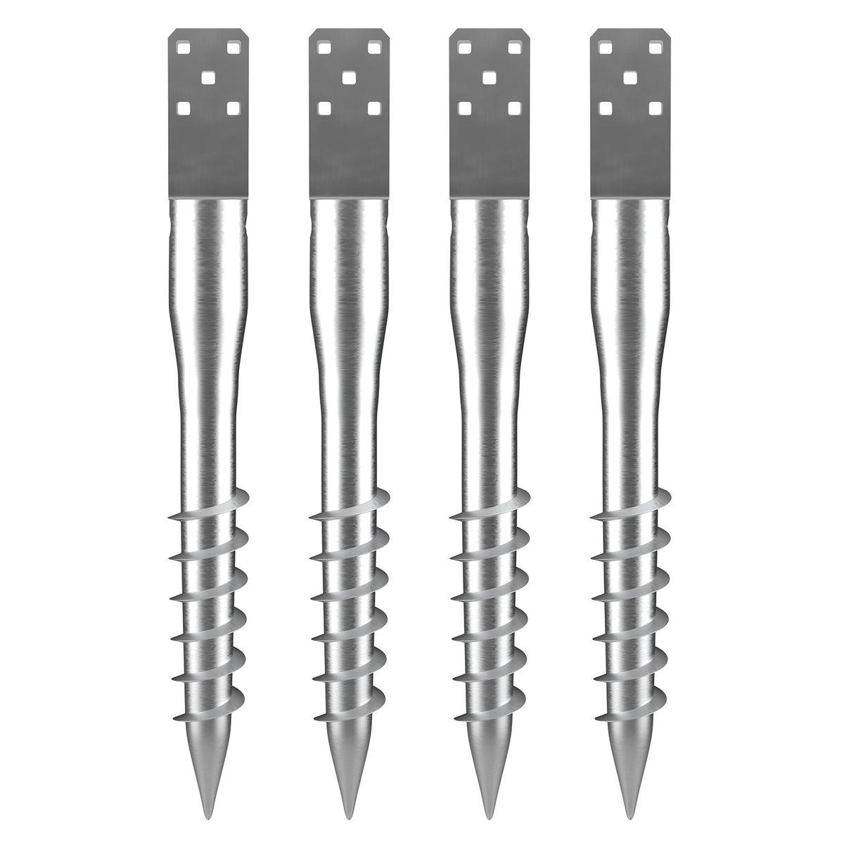 No Dig Ground Anchor, 4 Pack 3.94 x 2.76 x 27.56 in DIY Screw in Post Stake, Includes 6 Lag Bolts & a Rebar, U-Shape Heavy Duty Steel Post Holder, Great for Mailbox Posts and Fence Posts