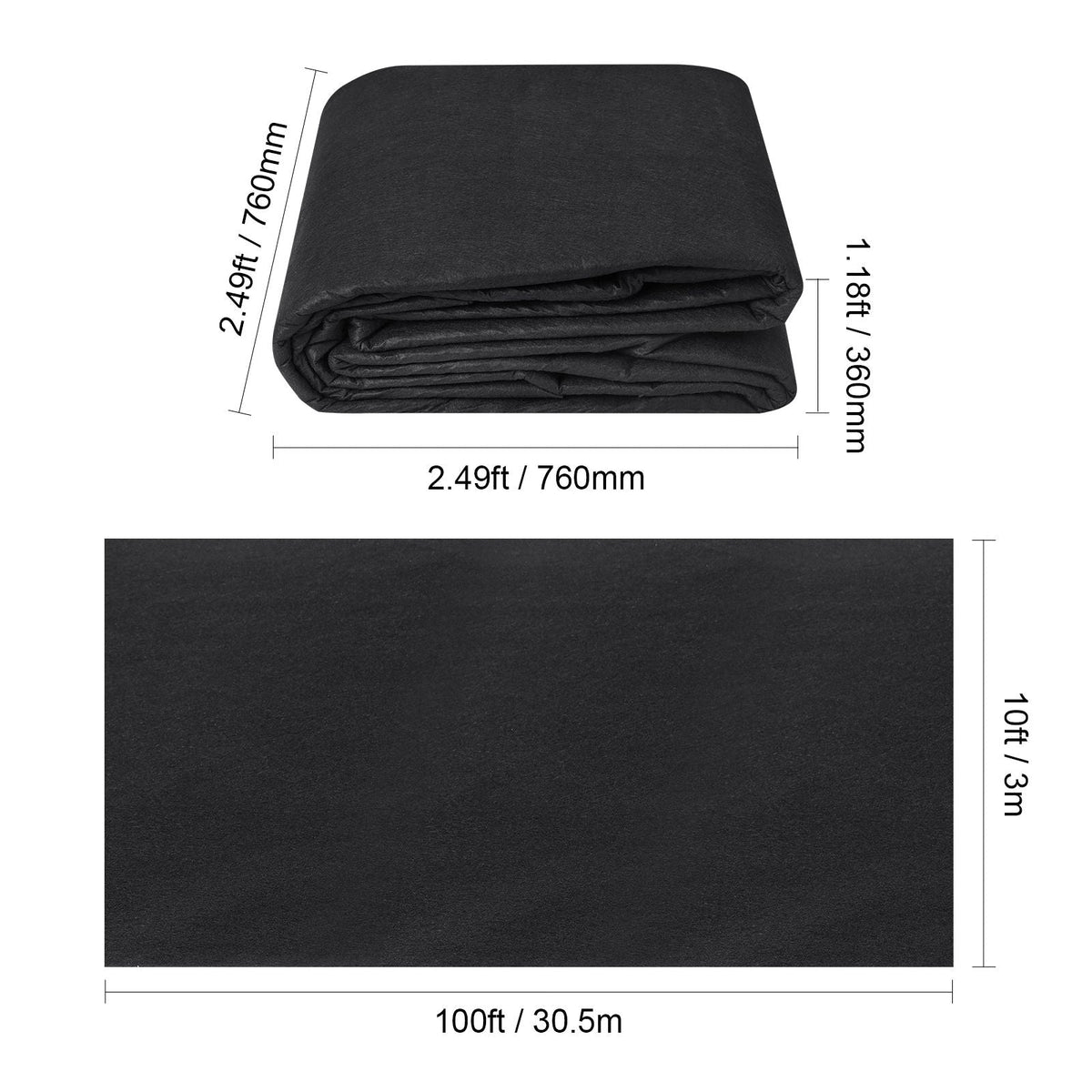 Non Woven Geotextile Fabric Under Gravel, 10x100FT 8OZ Driveway Fabric Landscape Fabric, Heavy Duty Weed Barrier Fabric, Ground Cover Weed Control Fabric, French Drains Drainage Fabric, Black
