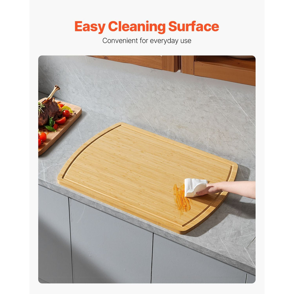 Noodle Board Stove Cover, Stove Top Cover Board for Gas Burner & Electric Stove, Bamboo Wood Cutting Board with Juice Grooves, RV Stovetop/ Kitchen Sink Cover for Counter Space & Tray, Natural