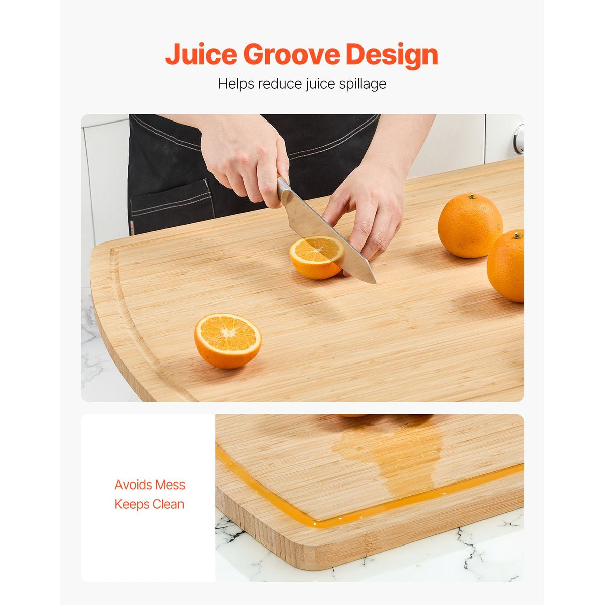 Noodle Board Stove Cover, Stove Top Cover Board for Gas Burner & Electric Stove, Bamboo Wood Cutting Board with Juice Grooves, RV Stovetop/ Kitchen Sink Cover for Counter Space & Tray, Natural