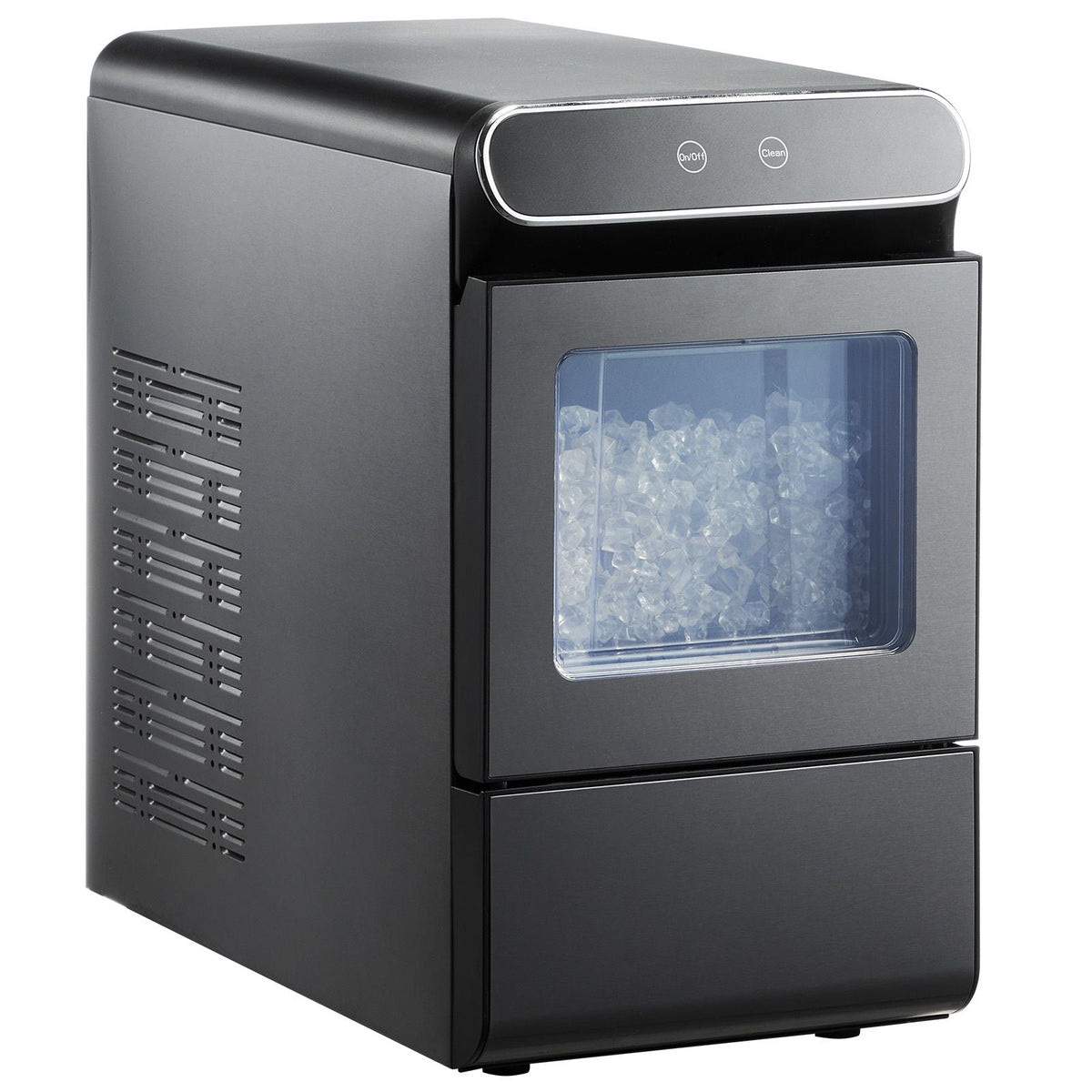 Nugget Ice Maker, 37lbs/24H Pebble Ice Maker with Self Cleaning, Chewable Ice Maker with Ice Scoop and Basket, Stainless Steel Ice Machine with Convenient Ice Transfer for Home Kitchen Office