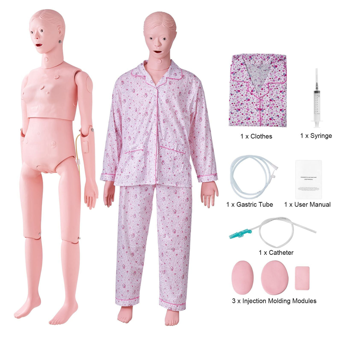 Nursing Training Manikin, Female Life Size Demonstration Human Manikin for Nursing Training, Multifunctional Education Teaching Model Supplies, PVC Anatomical Mannequin Body Care Simulator Model
