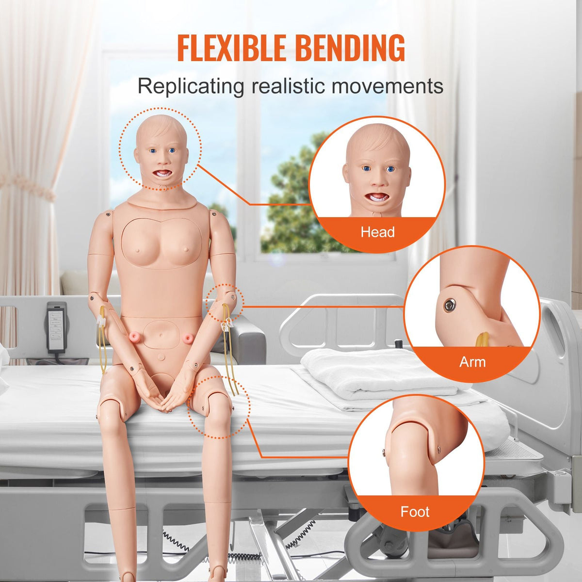 Nursing Training Manikin, Male/Female Life Size Demonstration Human Manikin for Nursing Training, Multifunctional Education Teaching Model, PVC Anatomical Mannequin Body Care Simulator Model