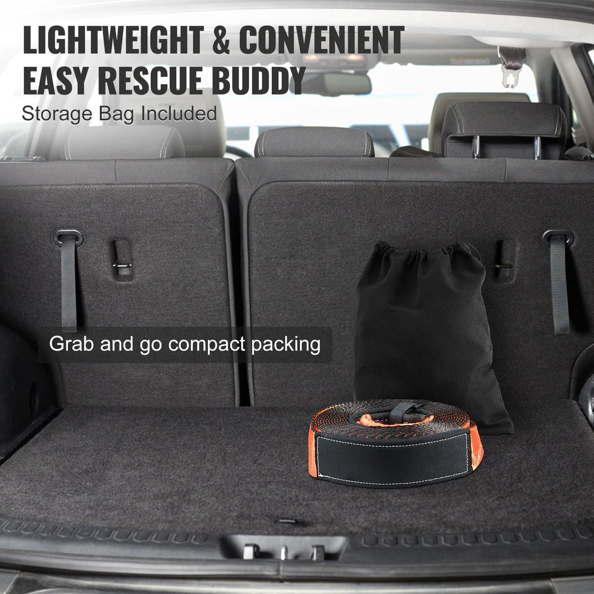 Off-Road Recovery Kit, 3" x 30', Heavy Duty Winch Recovery Kit with 30,000 lbs Tow Strap, 44,092 lbs D-Ring Shackles, Shackle Receiver and Storage Bag, for ATVs, Jeeps, Off-Road Vehicles, Trucks