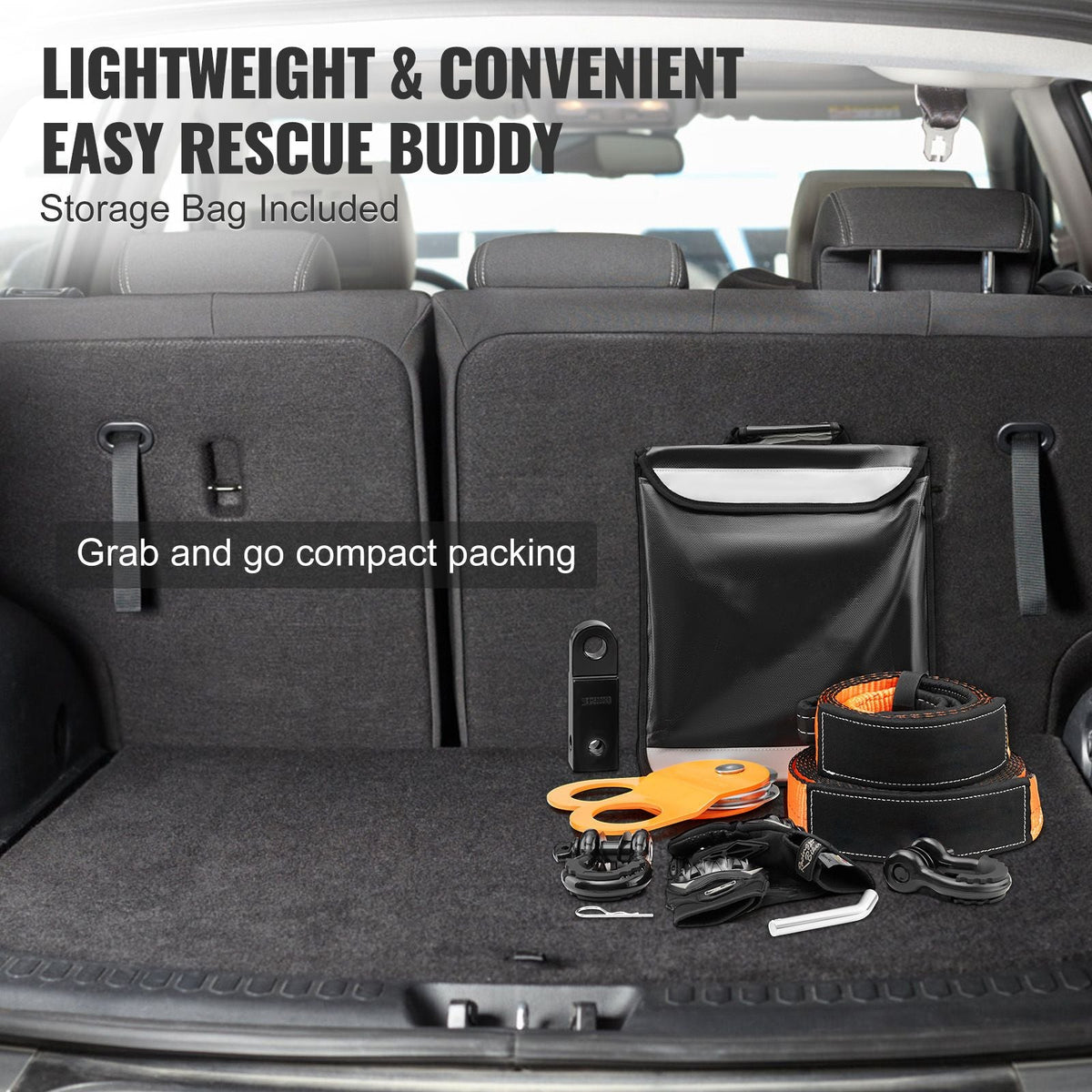 Off-Road Recovery Kit, 3" x 30', Heavy Duty Winch Recovery Kit with 30000 lbs Tow Straps, 44092 lbs D-Ring Shackles, Shackle Receiver, Snatch Block Pulley, Gloves, Storage Bag for ATV Jeep Truck