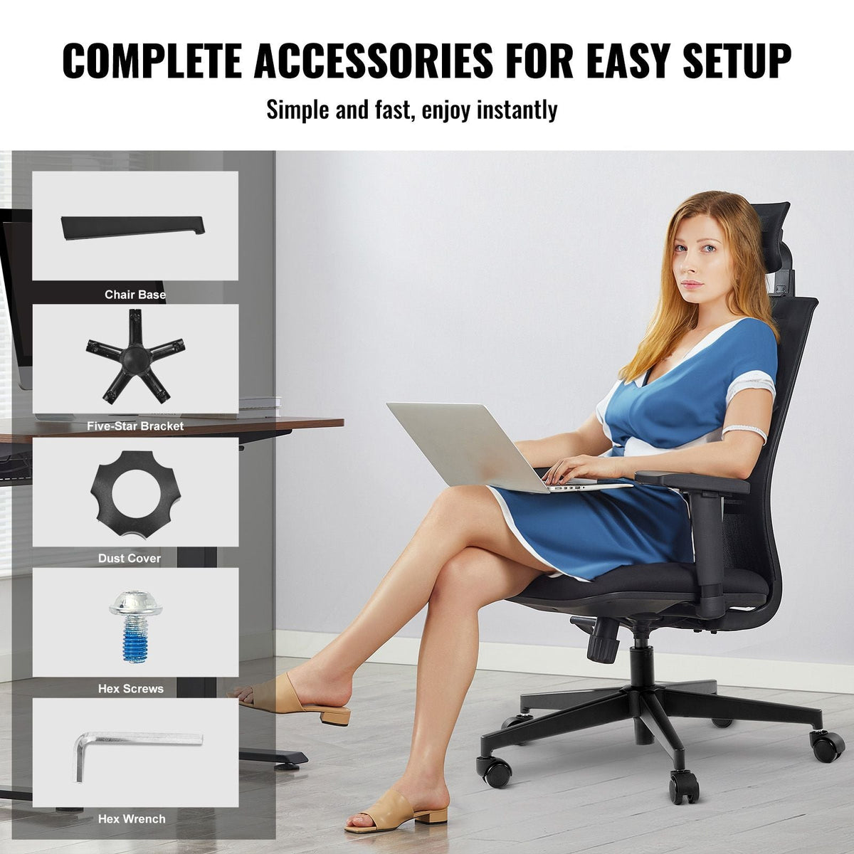 Office Chair Base Replacement, 28", 2500 lbs Static Load Capacity, Heavy Duty Universal Computer Desk Chair Stool Base Part with Reinforced Metal Legs, Desk Chair Base Replacement Parts, Black