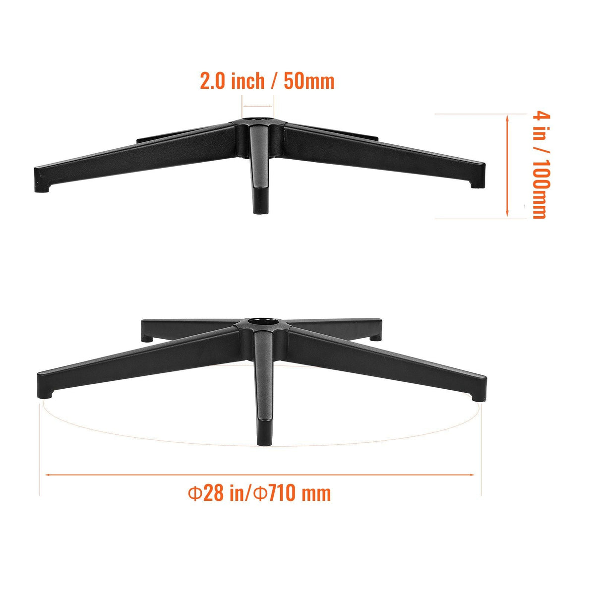 Office Chair Base Replacement, 28", 2500 lbs Static Load Capacity, Heavy Duty Universal Computer Desk Chair Stool Base Part with Reinforced Metal Legs, Desk Chair Base Replacement Parts, Black