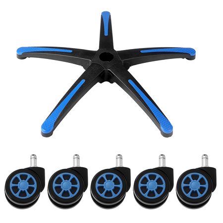 Office Chair Base Replacement, 28", 2500 lbs Static Load, Heavy Duty Universal Computer Desk Chair Stool Base Part with 5 Casters and Reinforced Legs, Desk Chair Base Replacement, Black + Blue