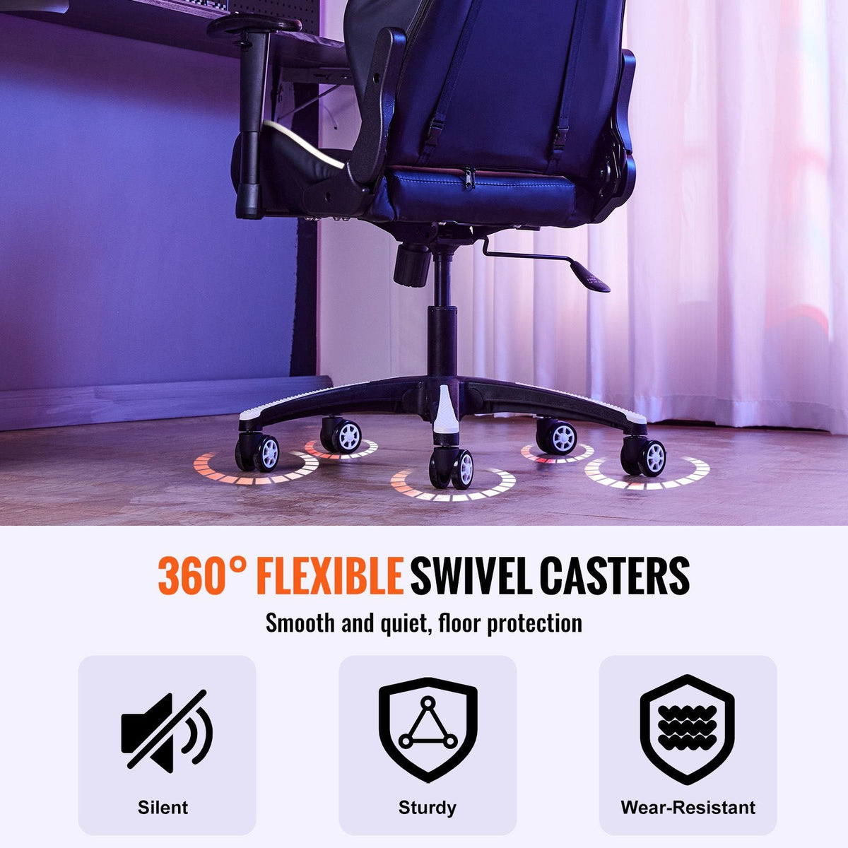 Office Chair Base Replacement, 28", 2500 lbs Static Load, Heavy Duty Universal Computer Desk Chair Stool Base Part with 5 Casters and Reinforced Legs, Desk Chair Base Replacement, Black + White