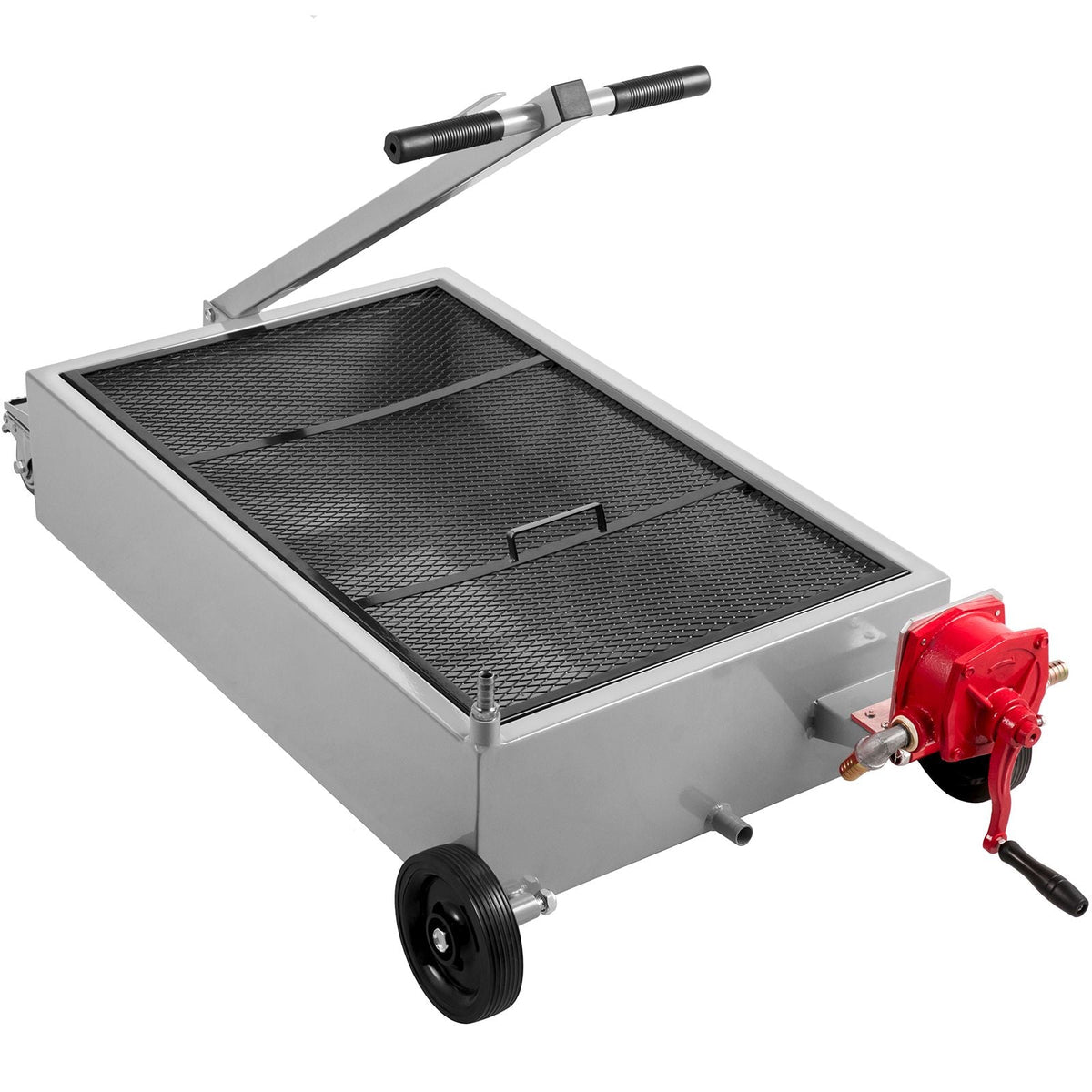 Oil Drain Pan 15 Gallon Oil Drain Tank, 57L Low Profile Oil Drain Pan, Large Capacity Oil Change Pan, Foldable Hand, with Pump, Hose, Swivel Casters Wheels for Car, SUV, Trucks Oil Draining