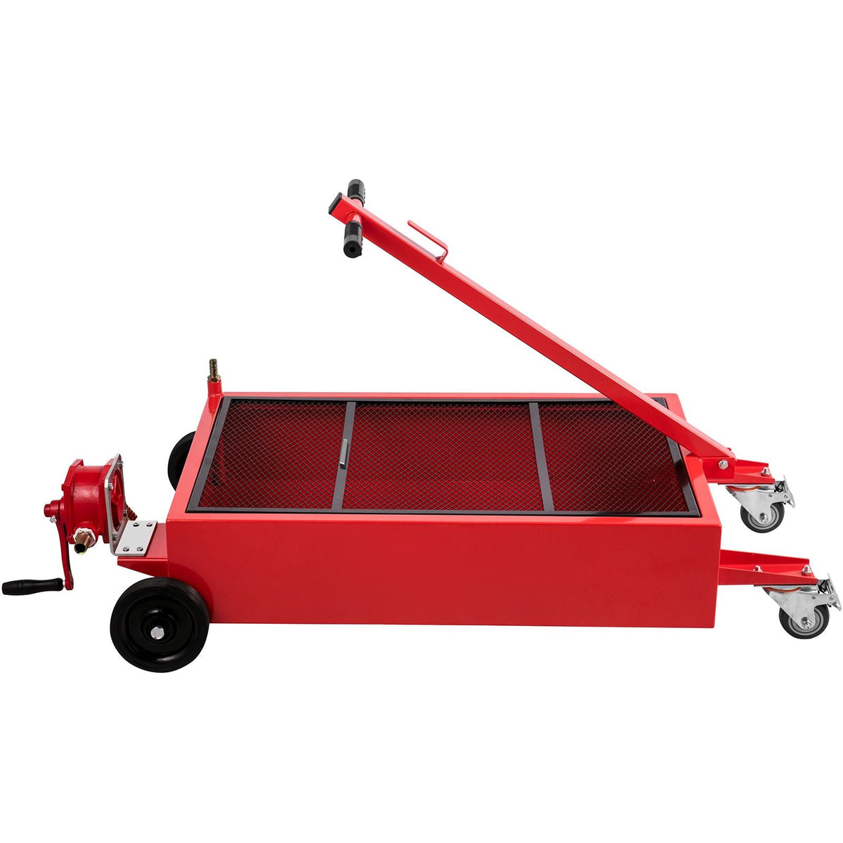 Oil Drain Pan 20 Gallon Oil Drain Tank, 76L Low Profile Oil Drain Pan, Large Capacity Oil Change Pan, Foldable Hand, with Pump, Hose, Swivel Casters Wheels for Car, SUV, Trucks Oil Draining