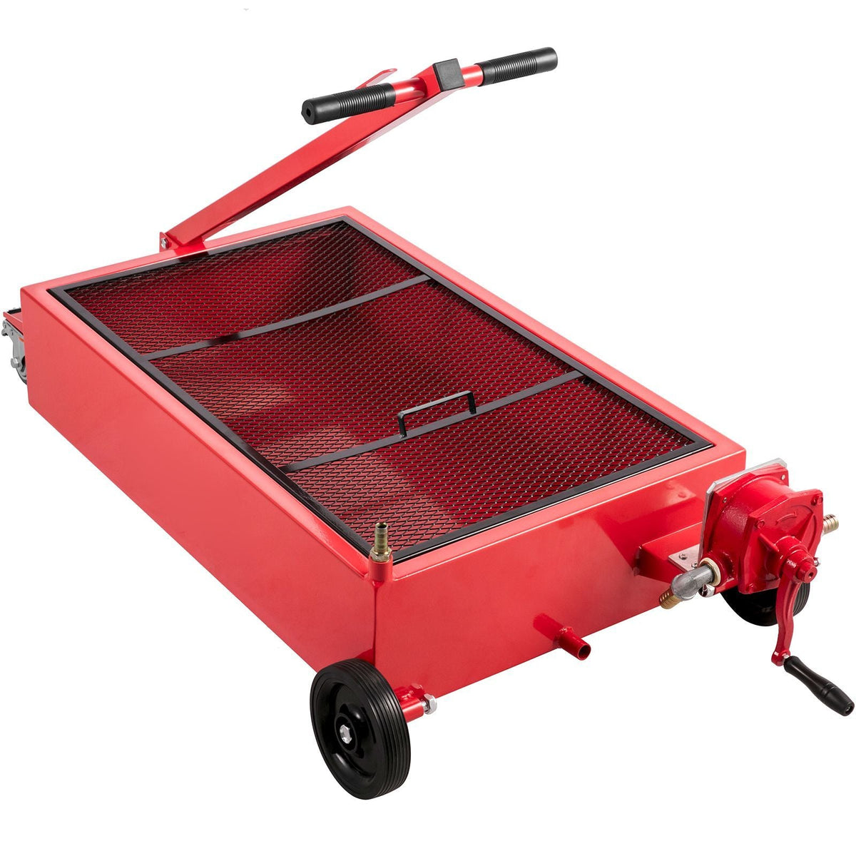 Oil Drain Pan 20 Gallon Oil Drain Tank, 76L Low Profile Oil Drain Pan, Large Capacity Oil Change Pan, Foldable Hand, with Pump, Hose, Swivel Casters Wheels for Car, SUV, Trucks Oil Draining
