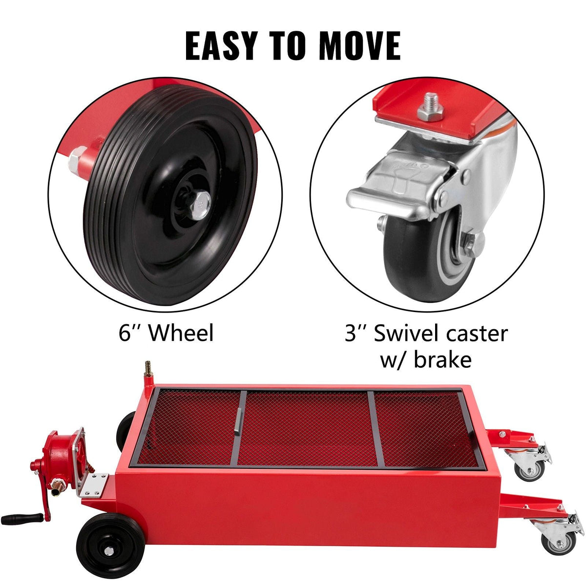 Oil Drain Pan 20 Gallon Oil Drain Tank, 76L Low Profile Oil Drain Pan, Large Capacity Oil Change Pan, Foldable Hand, with Pump, Hose, Swivel Casters Wheels for Car, SUV, Trucks Oil Draining