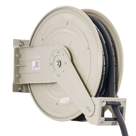 Oil Hose Reel, 1/2 inch x 33 ft Retractable, Spring Driven Auto Swivel Rewind, Max 3625 PSI, Heavy-Duty Carbon Steel Construction with Steel Wire Braided Hose, for Engine / Gear / Hydraulic Oil