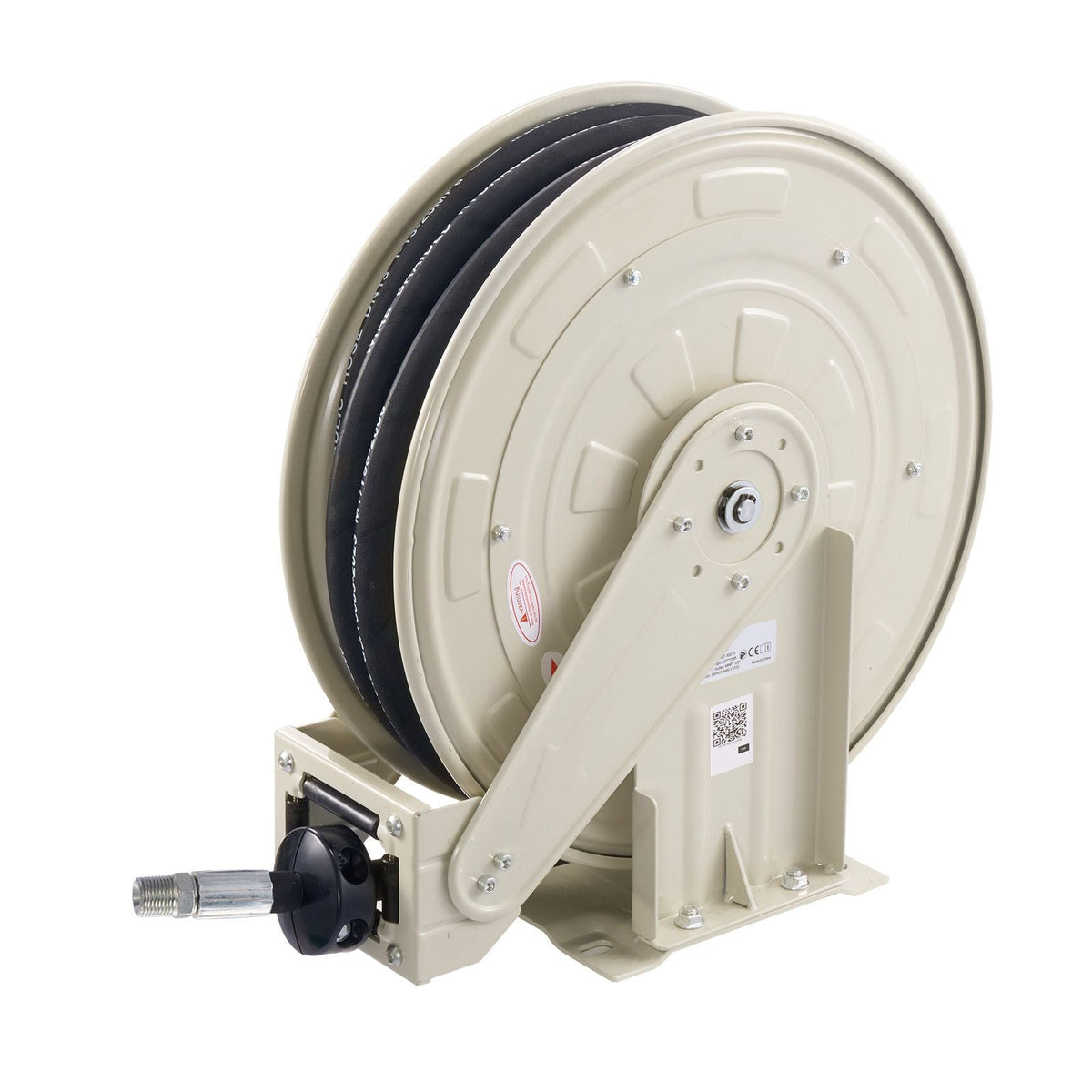 Oil Hose Reel, 1/2 inch x 33 ft Retractable, Spring Driven Auto Swivel Rewind, Max 3625 PSI, Heavy-Duty Carbon Steel Construction with Steel Wire Braided Hose, for Engine / Gear / Hydraulic Oil