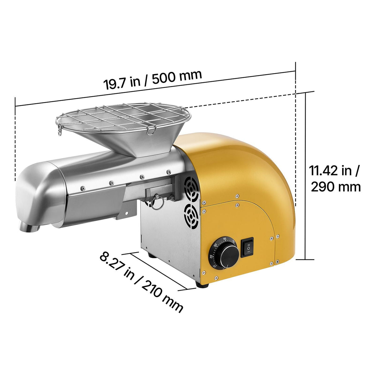 Oil Press Machine, 11 LBS/H Capacity, 1250W Oil Extractor Machine, Automatic Electric Oil Maker for Home Commercial Use, 122 F - 572 F Hot & Cold Pressing for Peanuts Sesames Soybeans Almonds