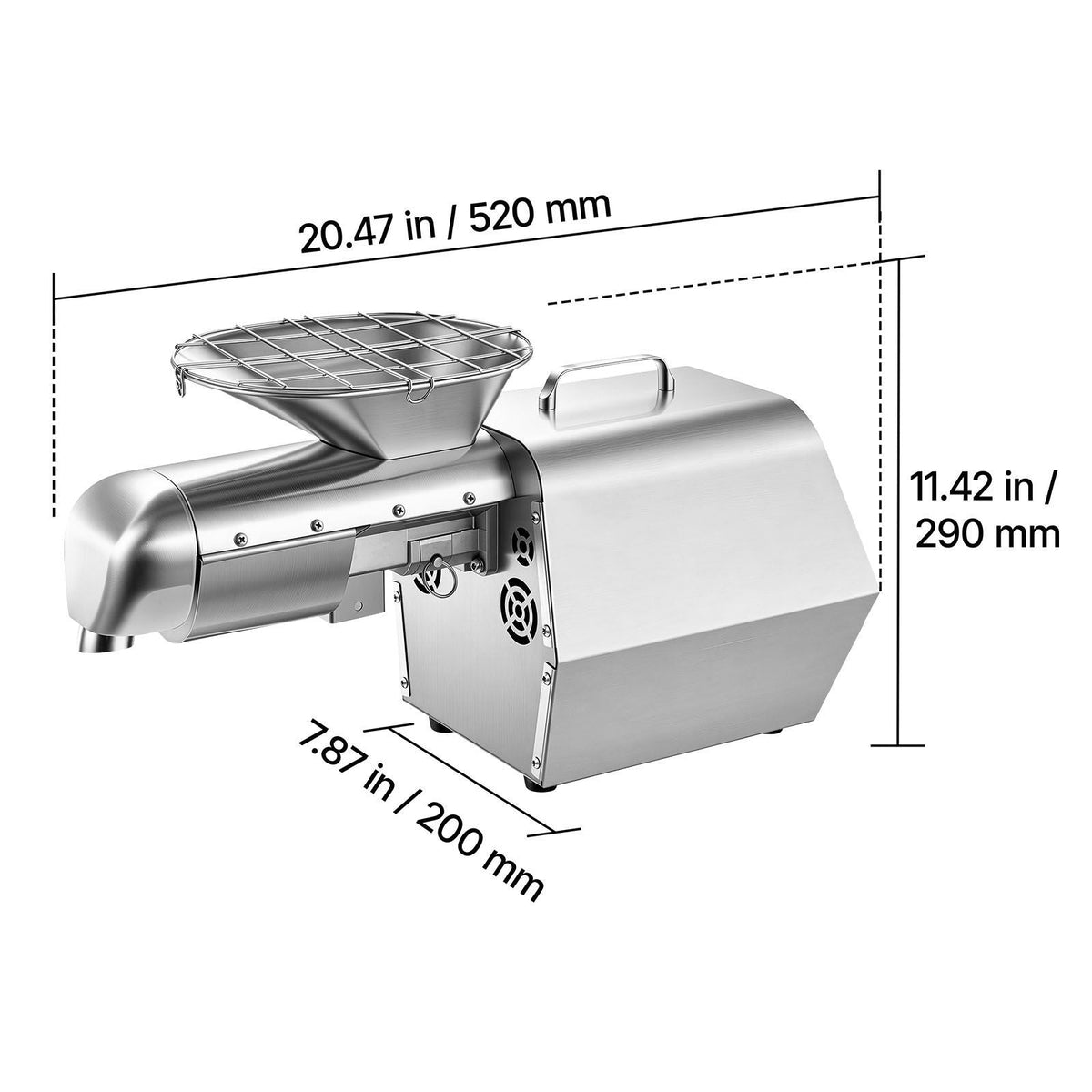 Oil Press Machine, 11 LBS/H Capacity, 1250W Oil Extractor Machine, Automatic Electric Oil Maker for Home Commercial Use, 122 F - 572 F Hot & Cold Pressing for Peanuts Sesames Soybeans Almonds