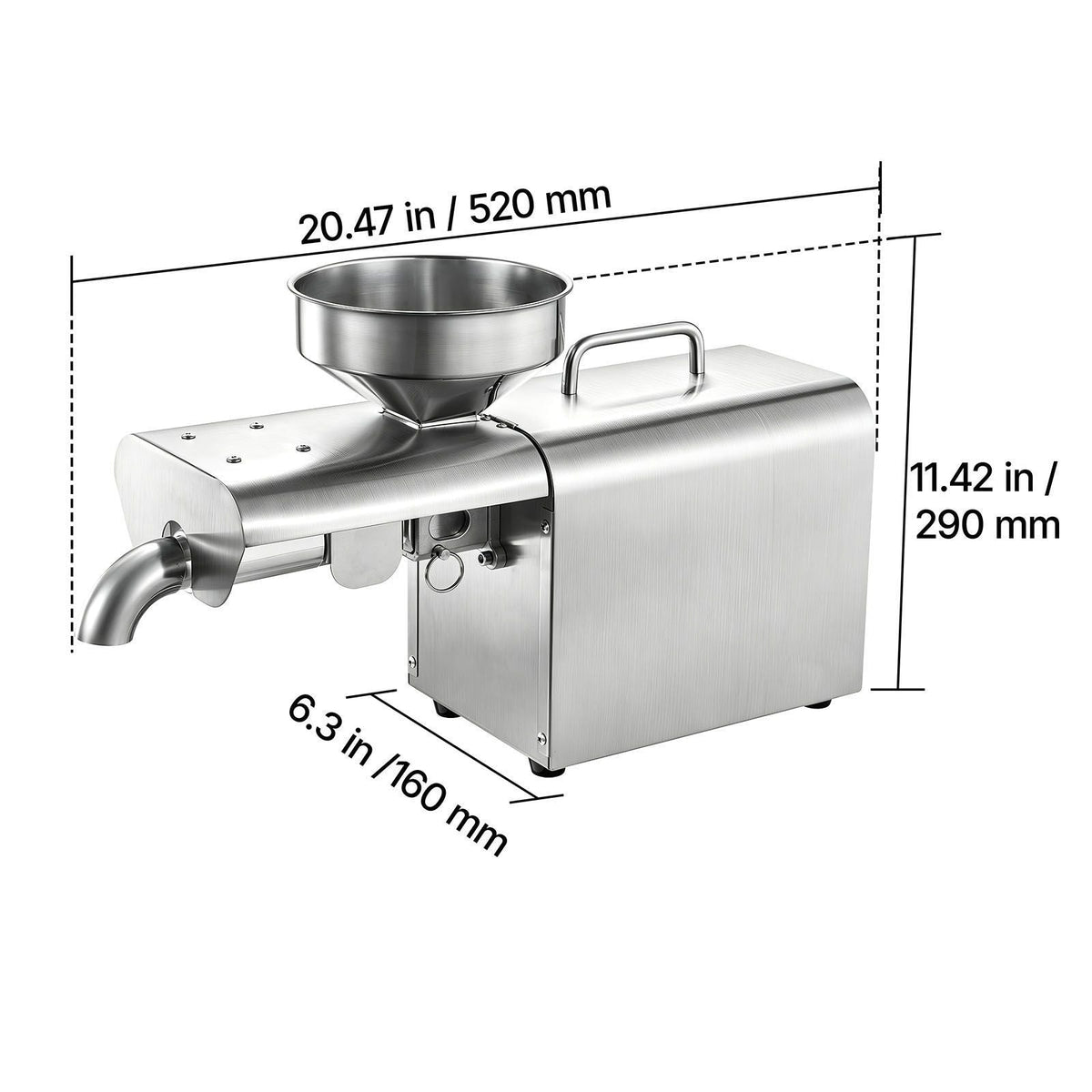 Oil Press Machine, 8.27 LBS/H Capacity, 750W Oil Extractor Machine, Automatic Electric Oil Maker for Home Commercial Use, 122 F - 572 F Hot Pressing for Peanuts Sesames Soybeans Almonds