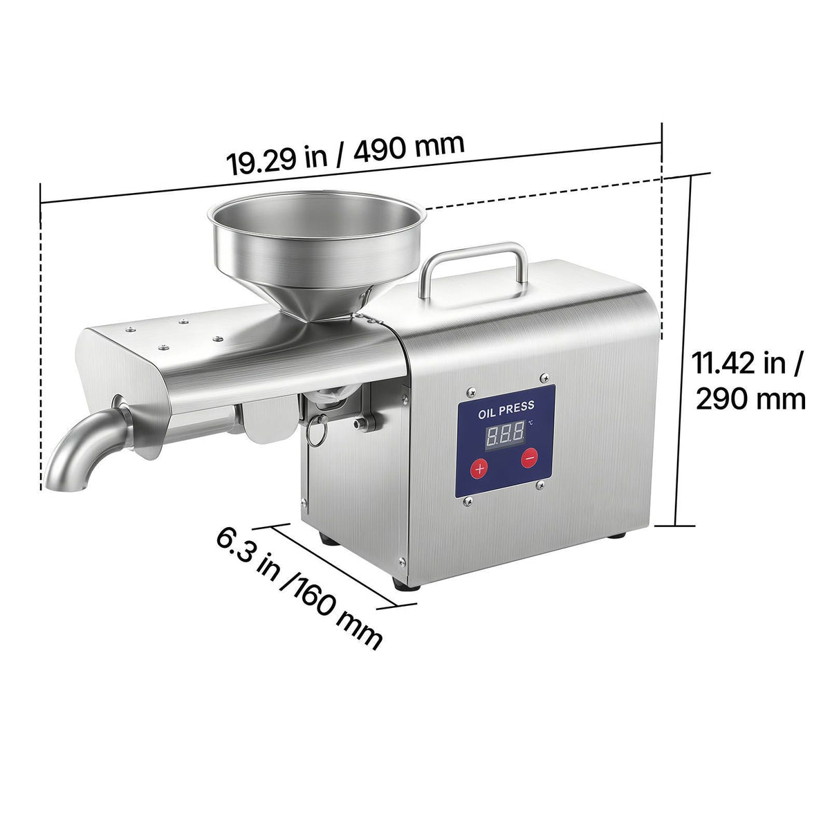 Oil Press Machine, 8.27 LBS/H Capacity, 750W Oil Extractor Machine, Automatic Electric Oil Maker for Home Commercial Use, 122 F - 572 F Hot Pressing for Peanuts Sesames Soybeans Almonds