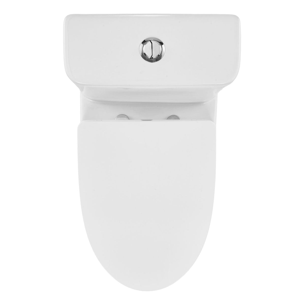 One-Piece Toilet, Elongated Toilet Vortex Dual-Flush 1.0/1.28 GPF, Toilets for Bathroom with Comfortable Chair Seat, Standard Height, 12 inch Rough-In, White + Silver, Easy-Clean Skirted Design