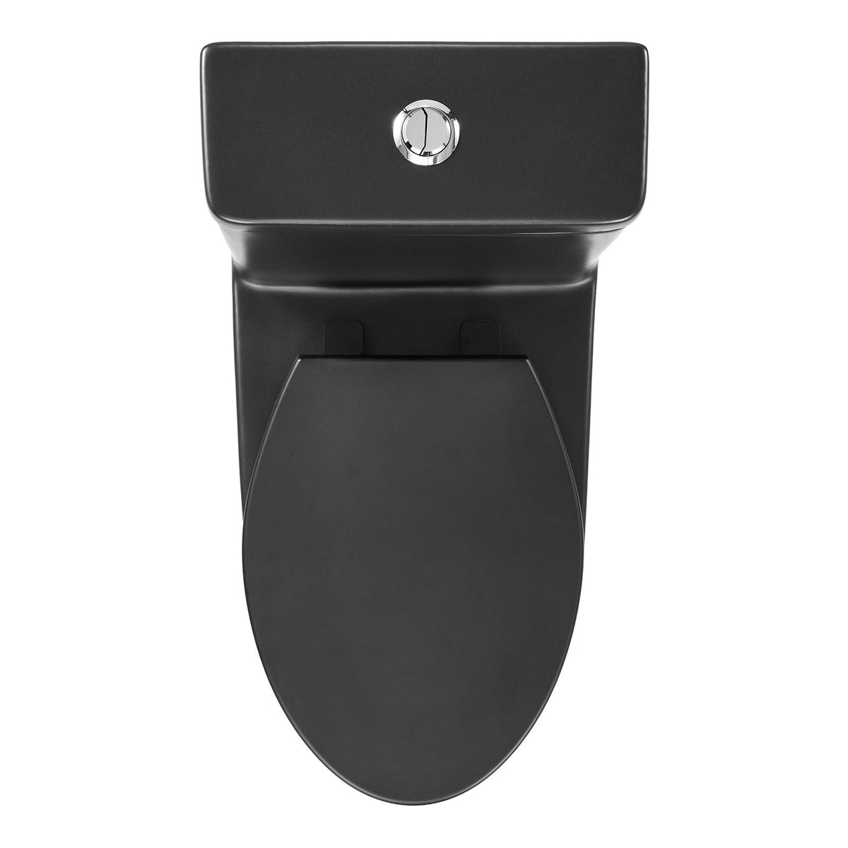 One-Piece Toilet, Elongated Toilet Vortex Dual-Flush 1.0/1.28 GPF, Toilets for Bathroom with Comfortable Chair Seat, Standard Height, Easy-Clean Skirted Design, 12 inch Rough-In, Black + Silver