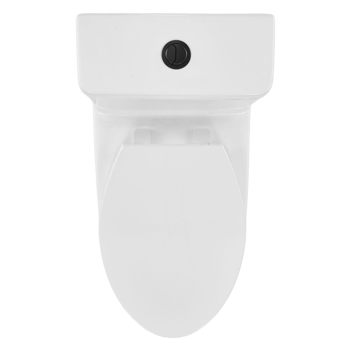 One-Piece Toilet, Elongated Toilet Vortex Dual-Flush 1.0/1.28 GPF, Toilets for Bathroom with Comfortable Chair Seat, Standard Height, Easy-Clean Skirted Design, 12 inch Rough-In, White + Black