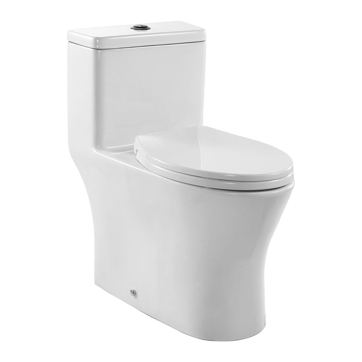 One-Piece Toilet, Elongated Toilet Vortex Dual-Flush 1.0/1.28 GPF, Toilets for Bathroom with Comfortable Chair Seat, Standard Height, Easy-Clean Skirted Design, 12 inch Rough-In, White + Black