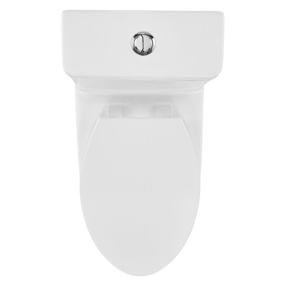 One-Piece Toilet, Elongated Toilet Vortex Dual-Flush 1.0/1.28 GPF, Toilets for Bathroom with Comfortable Chair Seat, Standard Height, Easy-Clean Skirted Design, 12 inch Rough-In, White + Silver
