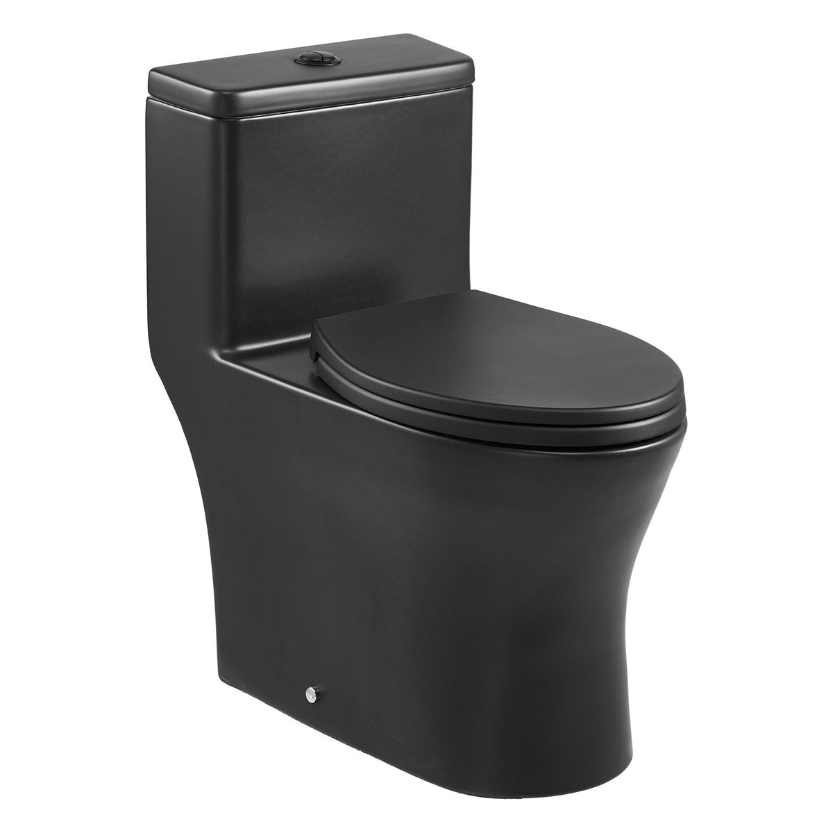 One-Piece Toilet, Elongated Toilet Vortex Dual-Flush 1.0/1.28 GPF, Toilets for Bathroom with Comfortable Chair Seat, Standard Height, Easy-Clean Skirted Design, 12″ Rough-In, Matte Black+ Black