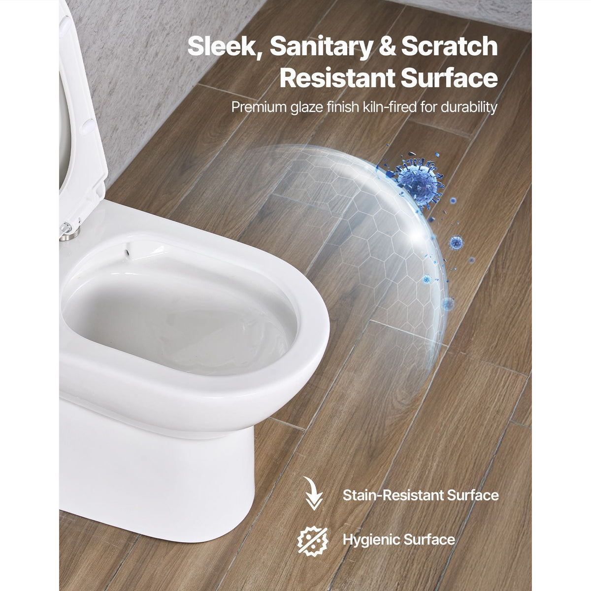 One-Piece Toilet, Elongated Toilet Vortex Dual-Flush 1.1/1.6 GPF, Toilets for Bathroom with Comfortable Chair Seat, 12 inch Rough-In, Black + White, Easy-Clean Skirted Design, Standard Height