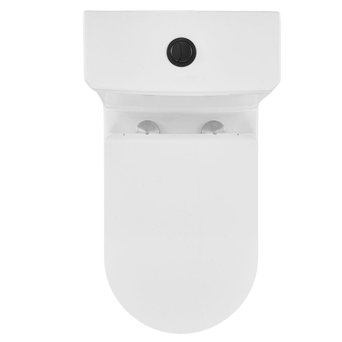 One-Piece Toilet, Elongated Toilet Vortex Dual-Flush 1.1/1.6 GPF, Toilets for Bathroom with Comfortable Chair Seat, 12 inch Rough-In, Black + White, Easy-Clean Skirted Design, Standard Height