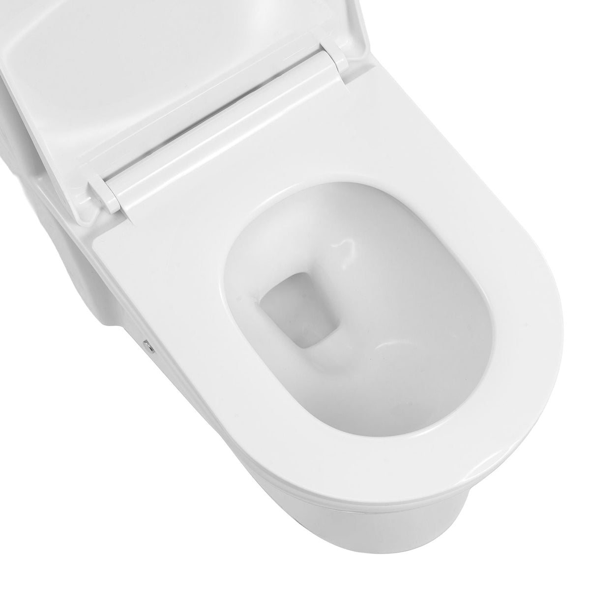 One-Piece Toilet, Elongated Toilet Vortex Dual-Flush 1.1/1.6 GPF, Toilets for Bathroom with Comfortable Chair Seat, Standard Height, Easy-Clean Skirted Design, 10 inch Rough-In, White + Silver