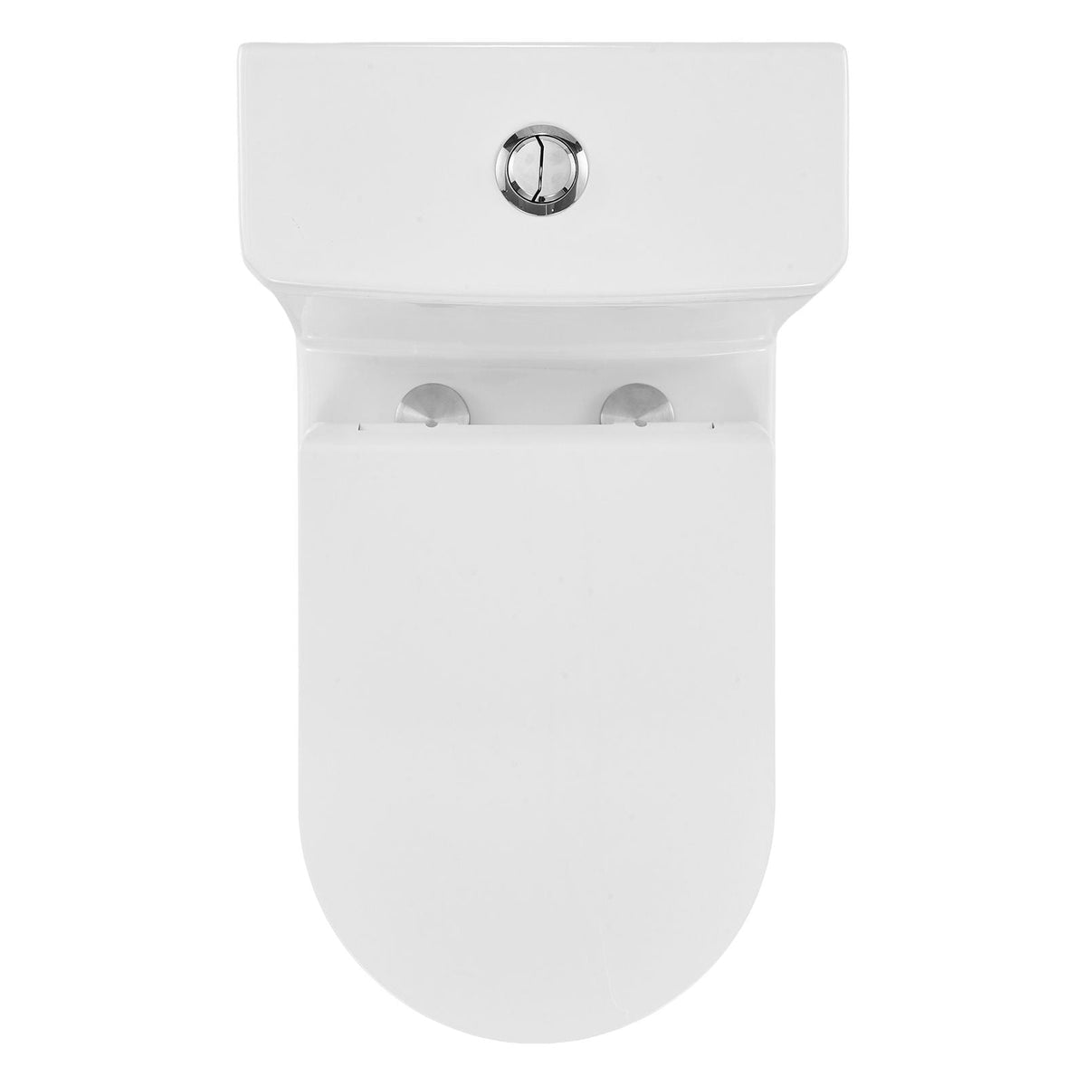 One-Piece Toilet, Elongated Toilet Vortex Dual-Flush 1.1/1.6 GPF, Toilets for Bathroom with Comfortable Chair Seat, Standard Height, Easy-Clean Skirted Design, 12 inch Rough-In, White + Silver