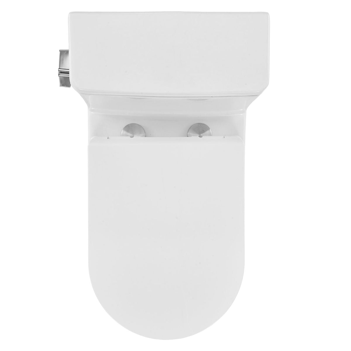 One-Piece Toilet, Elongated Toilet Vortex Left Flush 1.28 GPF, Toilets for Bathroom with Comfortable Chair Seat, Standard Height, Easy-Clean Skirted Design, 12 inch Rough-In, White + Silver