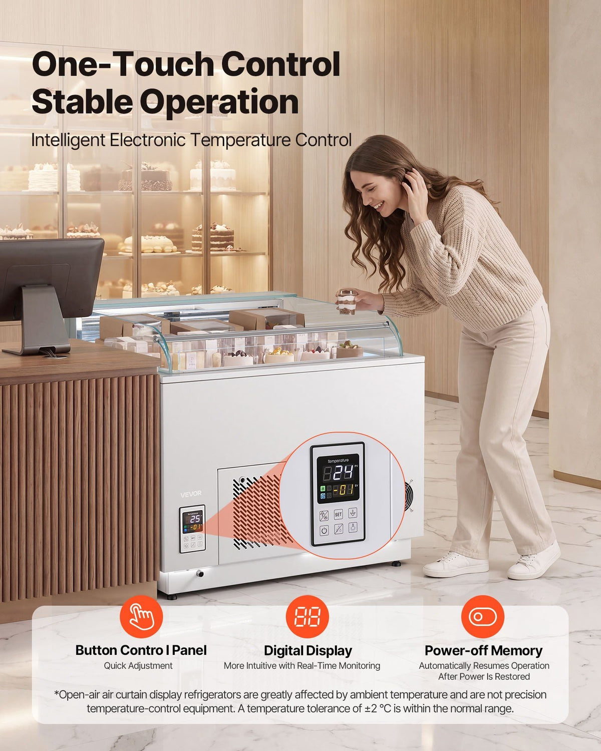 Open Air Merchandiser, 3.1 cu. ft. Shelving Commercial Refrigerator, Grab and Go Fan Cooling Display Cooler, with LED Lighting, Night Curtain, Horizontal for Restaurants, Stores, Office