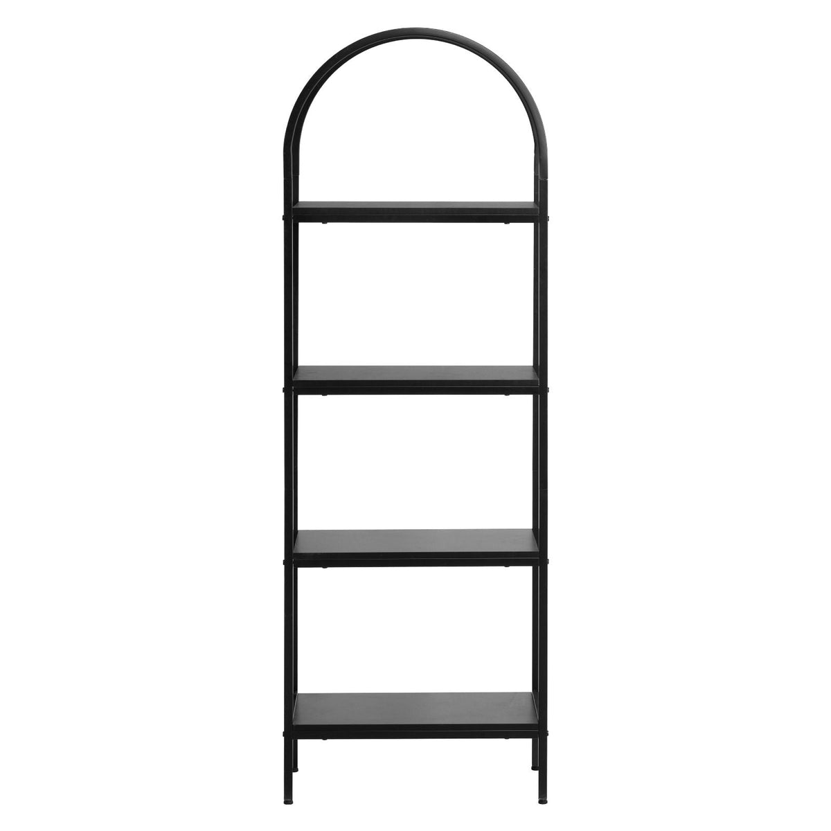 Open Bookshelf, 4-Tier, Arched Bookcase Storage Shelves with Metal Frame, Industrial Metal Book Organizer, Freestanding Display Rack Tall Shelving Unit, for Office, Bedroom, Living Room, Black