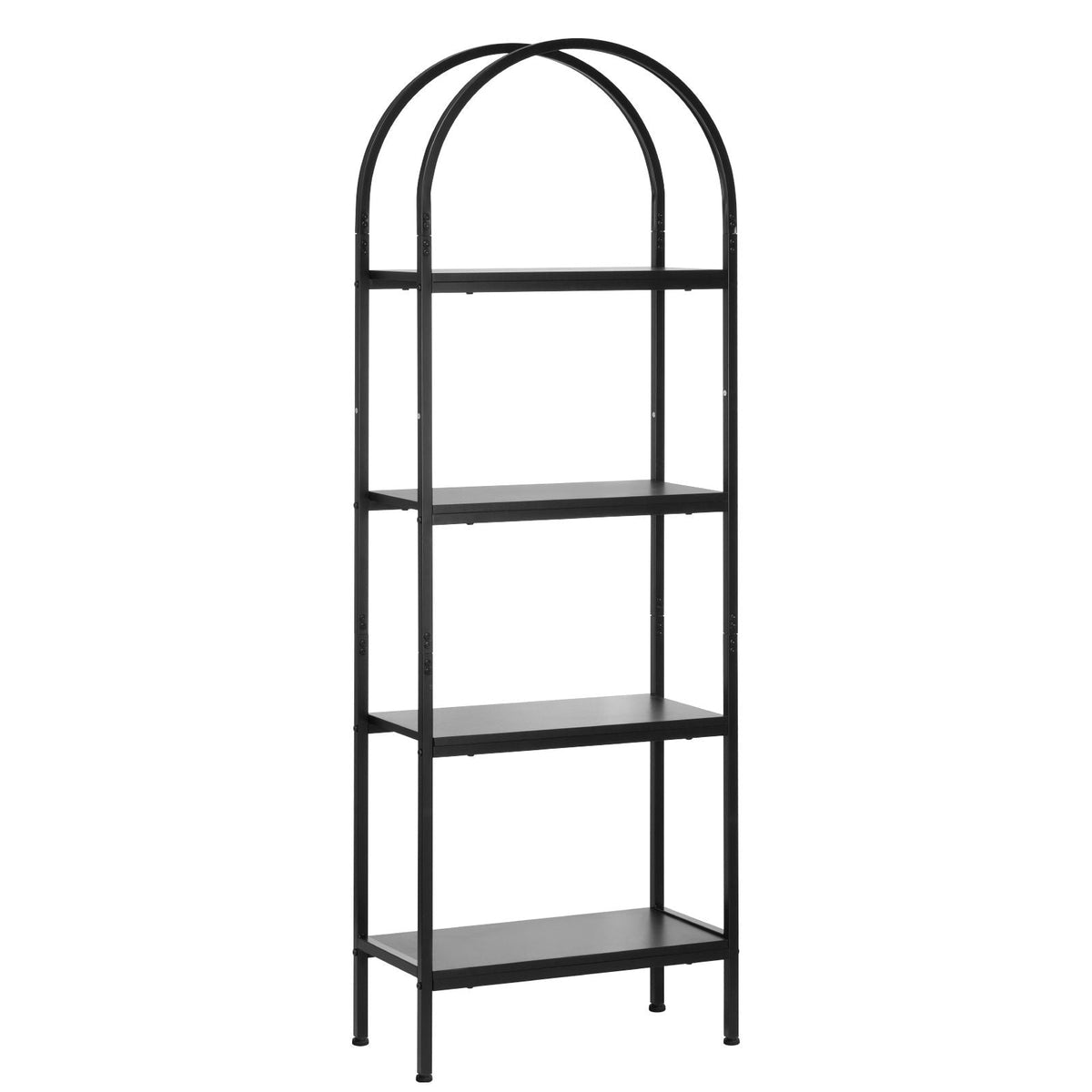 Open Bookshelf, 4-Tier, Arched Bookcase Storage Shelves with Metal Frame, Industrial Metal Book Organizer, Freestanding Display Rack Tall Shelving Unit, for Office, Bedroom, Living Room, Black