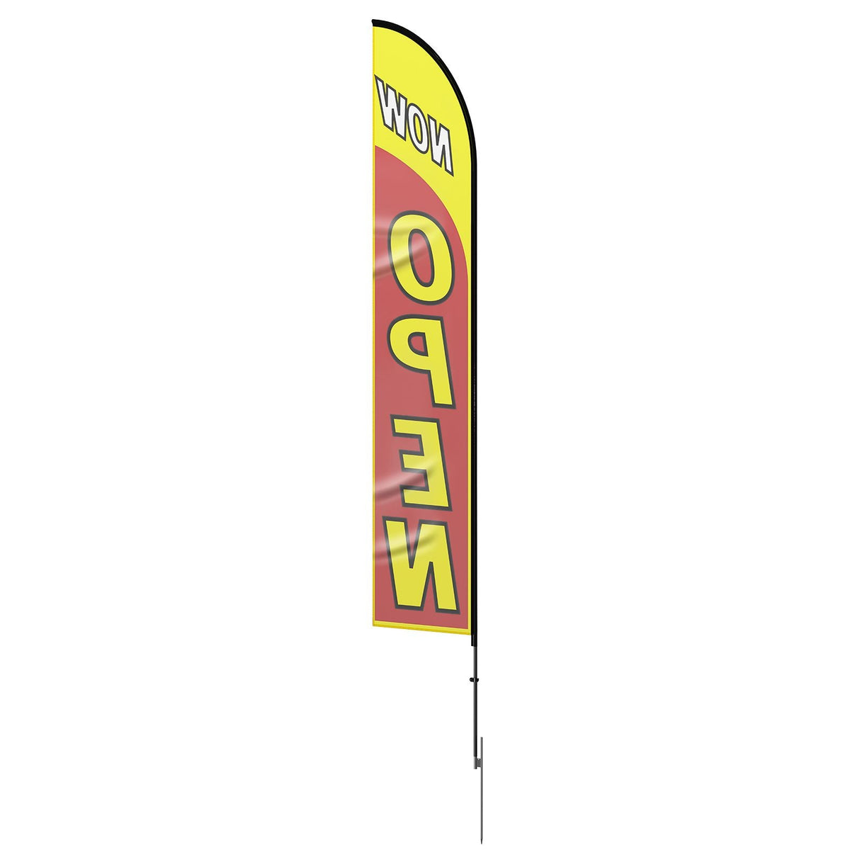 Open Flag with Pole Kit, Advertising Flag for Business Outside, Advertising Feather Flag Kit, Includes 1 Banner Flag, 1 Pole, 1 Ground Stake, Open Signs Swooper Flag for Businesses 16.3 FT