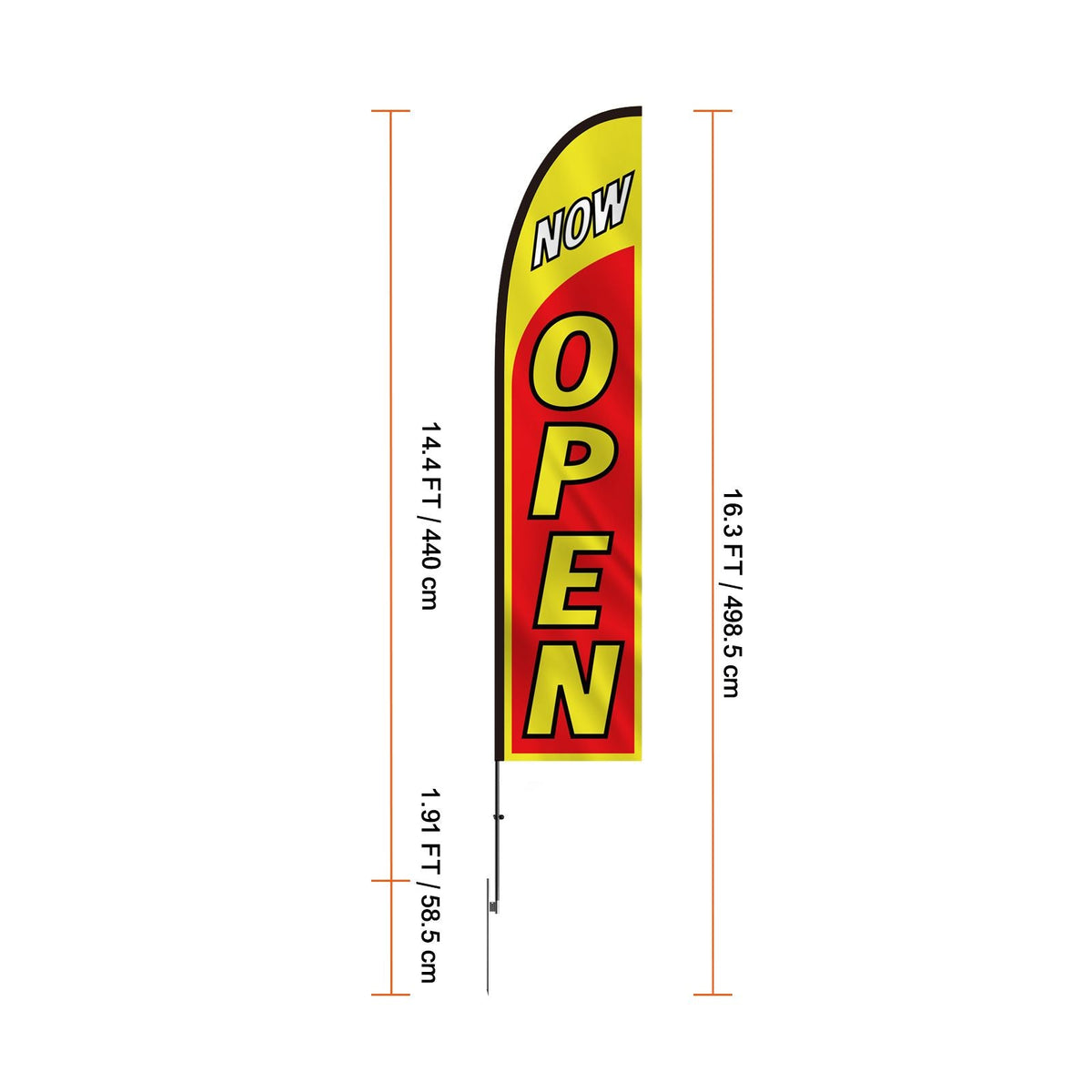 Open Flags with Pole Kit, Advertising Flags for Business Outside, Advertising Feather Flag Kit, Includes 2 Banner Flags, 2 Poles, 2 Ground Stakes, Open Sign Swooper Flags for Businesses 16.3 FT