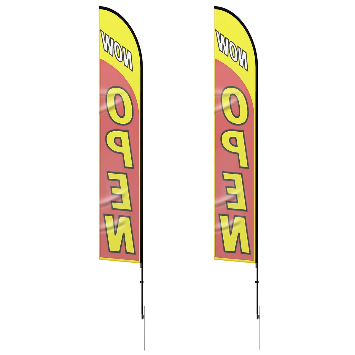 Open Flags with Pole Kit, Advertising Flags for Business Outside, Advertising Feather Flag Kit, Includes 2 Banner Flags, 2 Poles, 2 Ground Stakes, Open Sign Swooper Flags for Businesses 16.3 FT