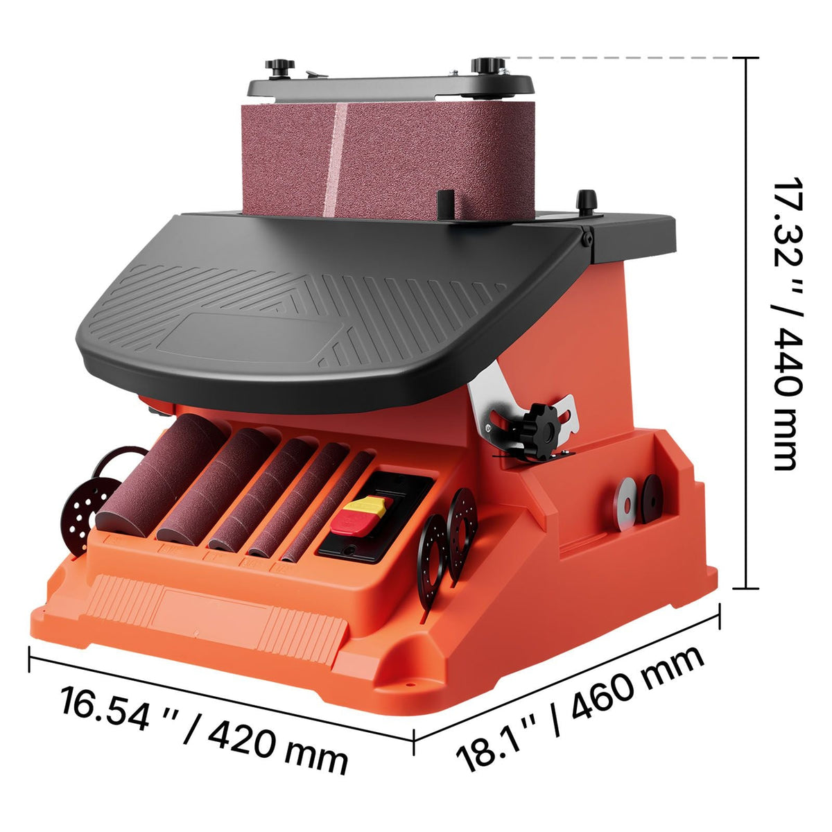 Oscillating Belt and Spindle Sander, 2400RPM Benchtop Spindle Sander with 5/8" Stroke, 5 Sleeves (1/2" - 2") & 24" x 3.86" Sanding Belt for Woodworking, Furniture Finishing, DIY Projects