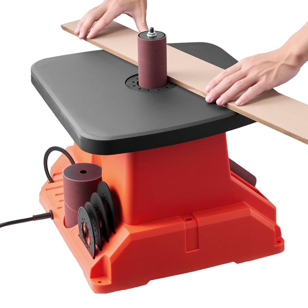 Oscillating Spindle Sander, 2400RPM Benchtop Spindle Sander with 6 Sleeves (1/2"-3"), 5/8" Stroke & 15.4 x 16.3-inch Wide Worktable for Furniture Finishing, Crafts Sanding, DIY Woodworking