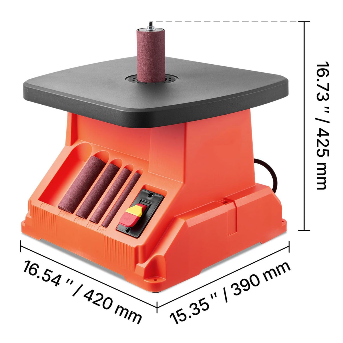 Oscillating Spindle Sander, 2400RPM Benchtop Spindle Sander with 6 Sleeves (1/2"-3"), 5/8" Stroke & 15.4 x 16.3-inch Wide Worktable for Furniture Finishing, Crafts Sanding, DIY Woodworking